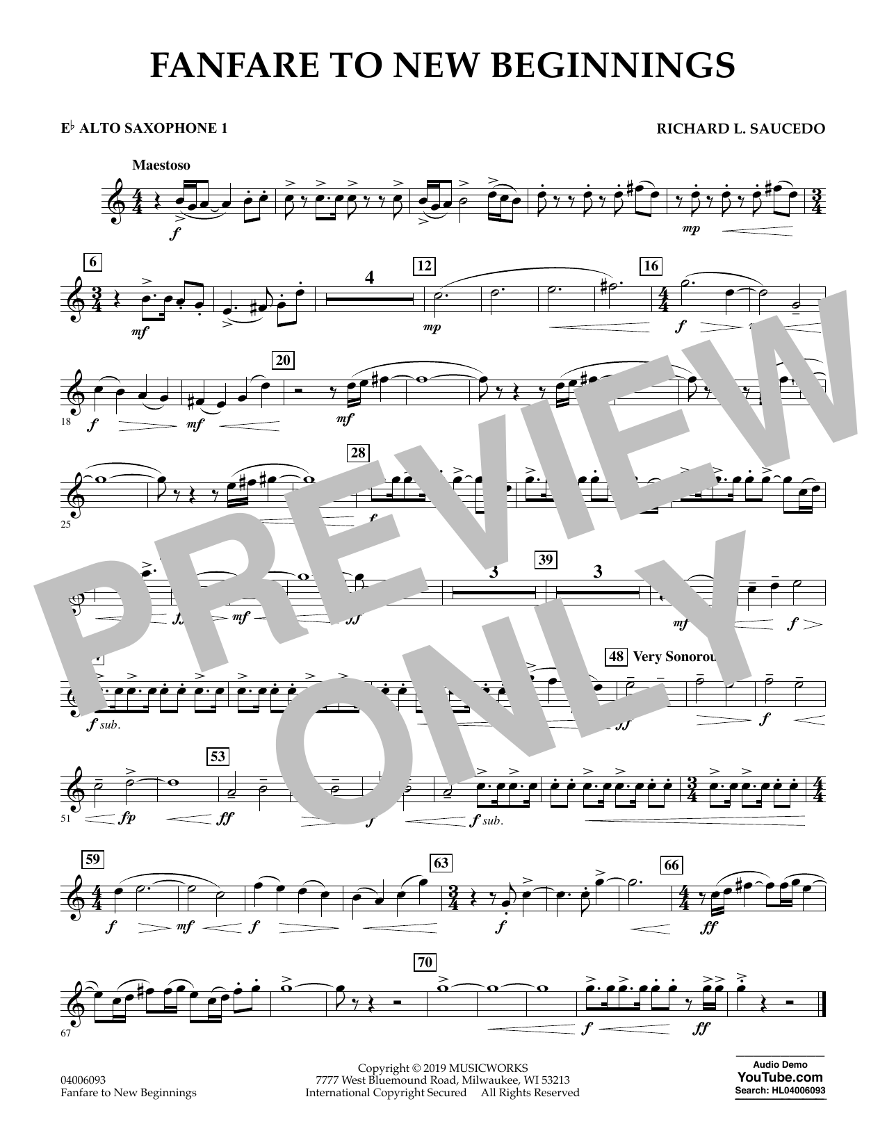 Produktbild zu: Fanfare for New Beginnings - Eb Alto Saxophone 1