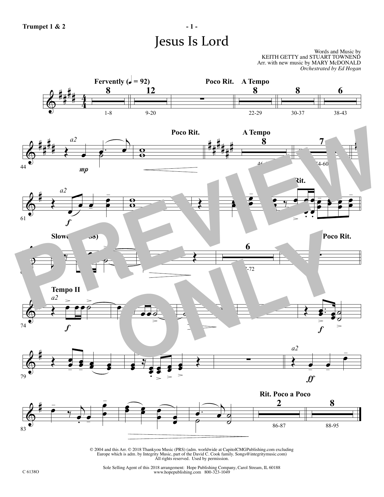 Product picture to: Jesus Is Lord - Bb Trumpet 1 & 2