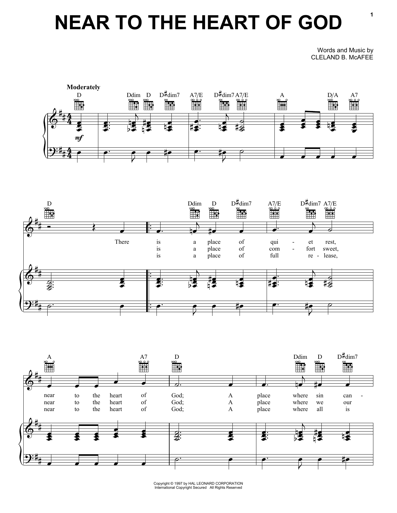 Produktgalerie: Seite 1 von 1 Near To The Heart Of God, Cleland B. McAfee, Gesang, Gitarre, Klavier