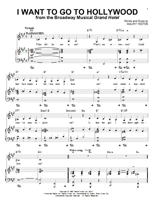 Product picture to: I Want To Go To Hollywood (from Grand Hotel: The Musical)