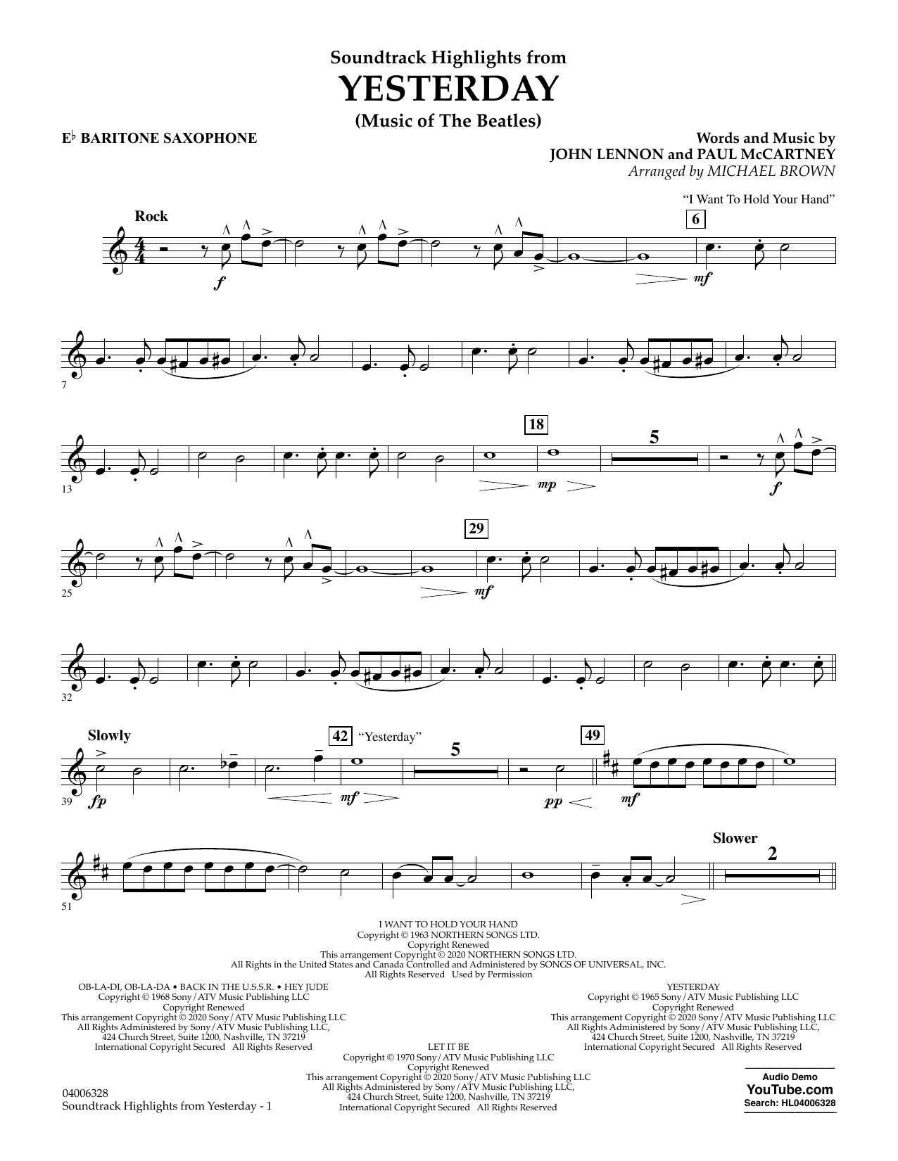 Produktgalerie: Seite 1 von 1 Highlights from Yesterday (Music Of The Beatles) (arr. Michael Brown) - Eb Baritone Saxophone, The Beatles, Ensemble