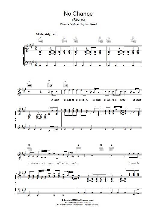 Produktgalerie: Seite 1 von 1 No Chance, Lou Reed, Gesang, Gitarre, Klavier