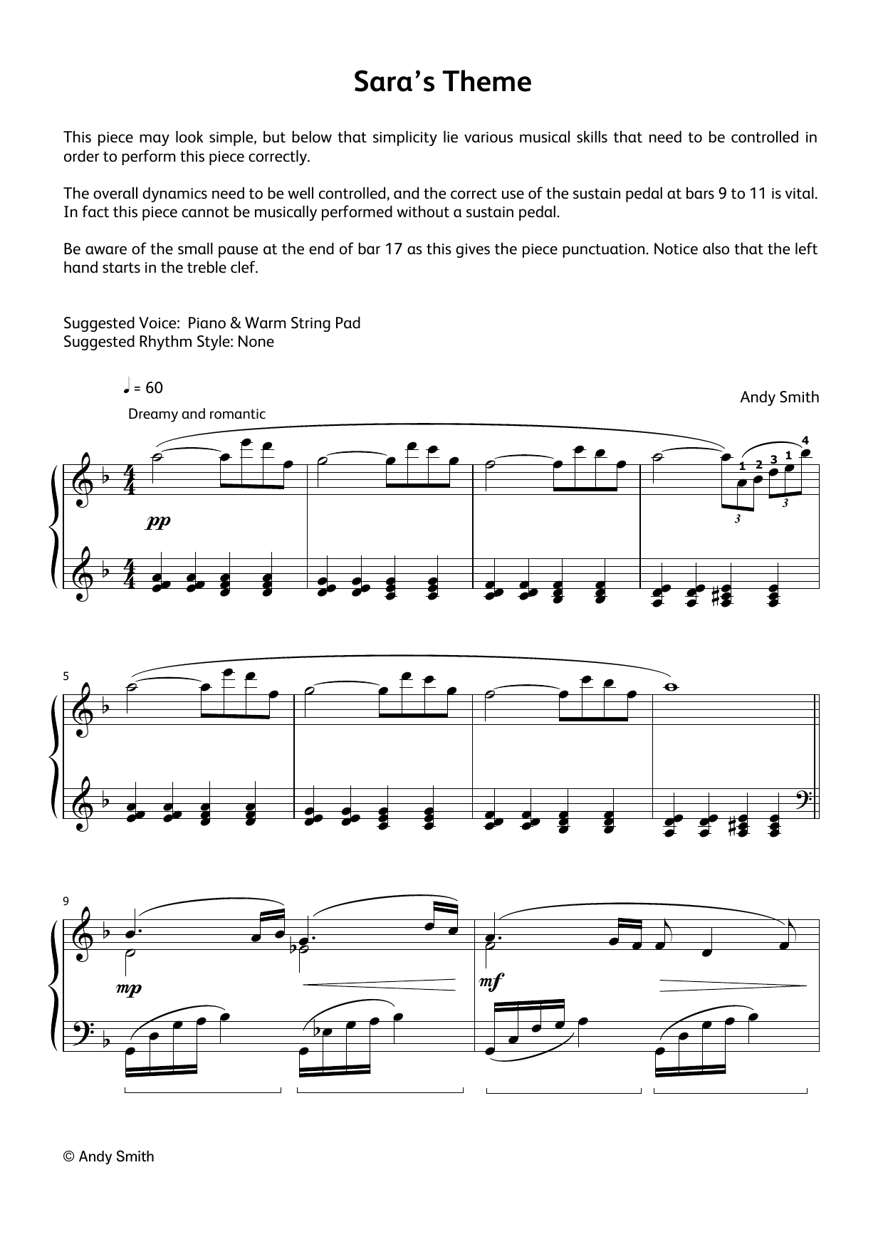 Product gallery: Page 1 of 1 Sara's Theme (LCME Electronic Keyboard Grade 6 List B), Andy Smith