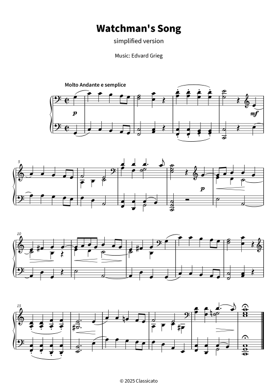 Produktgalerie: Seite 1 von 5 Watchman´s Song - simplified version, , Klavier Solo
