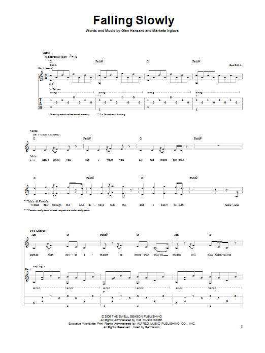 Product picture to: Falling Slowly (from Once)