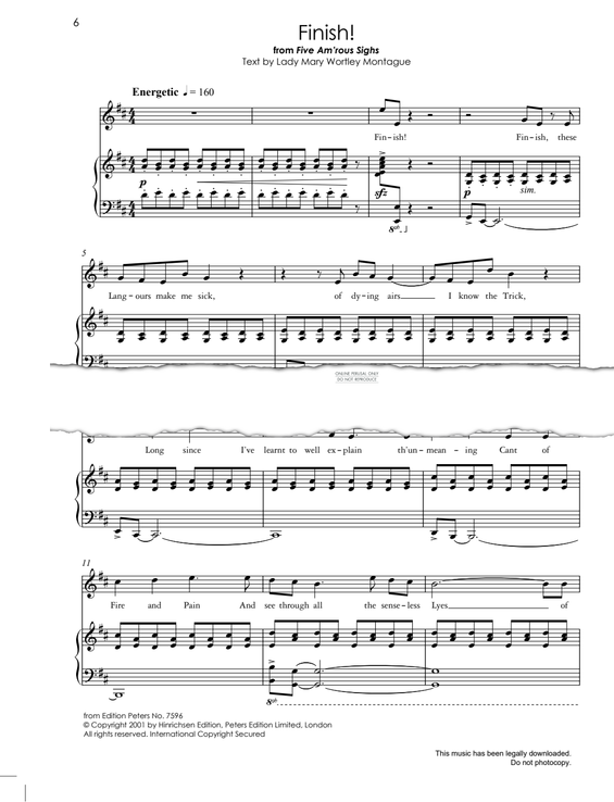 Produktgalerie: Seite 1 von 1 Finish! (from 'Five Am'rous Sighs'), Jonathan Dove, Gesang, Klavier