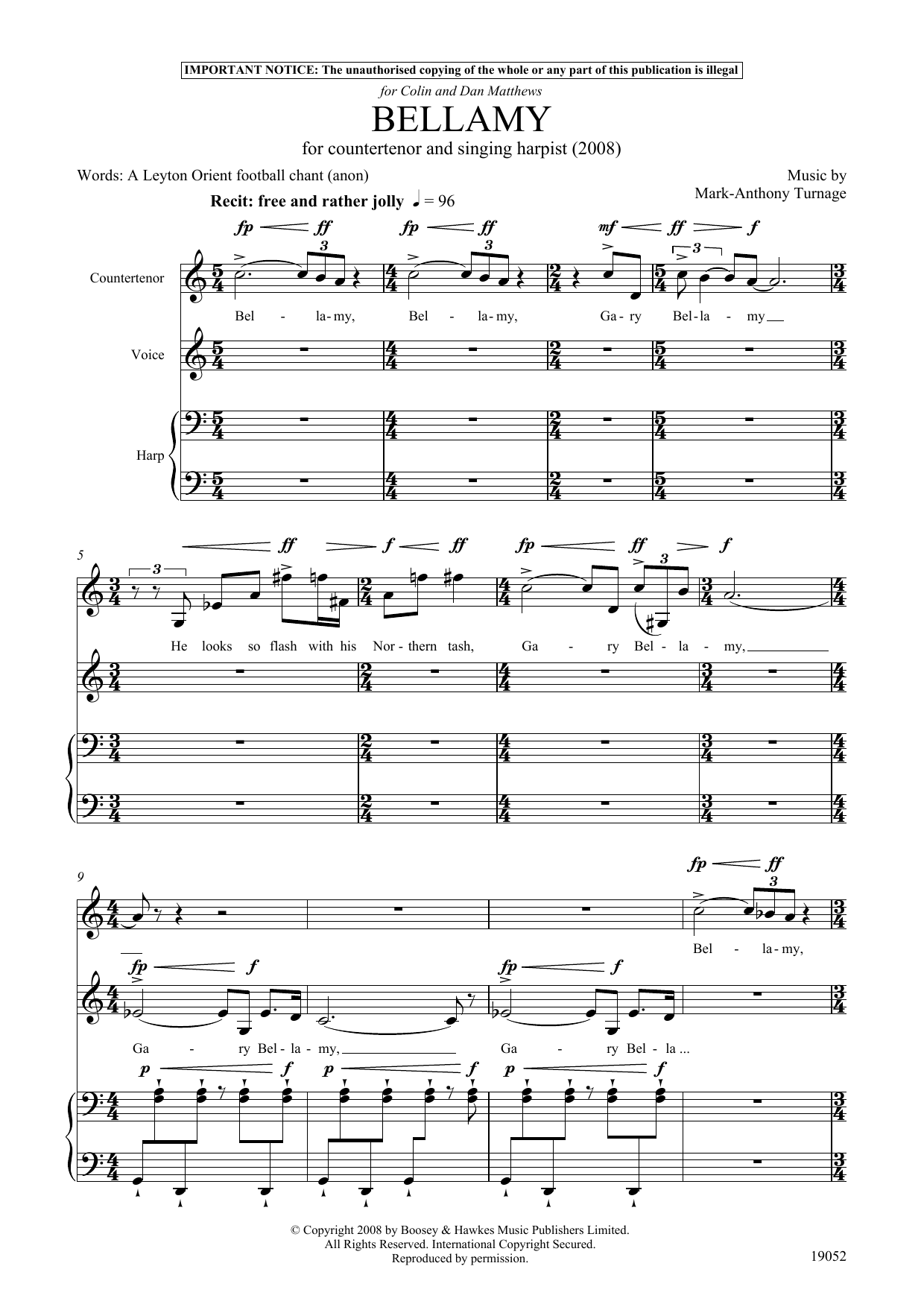 Product picture to: Bellamy (for counter-tenor, tenor and harp)