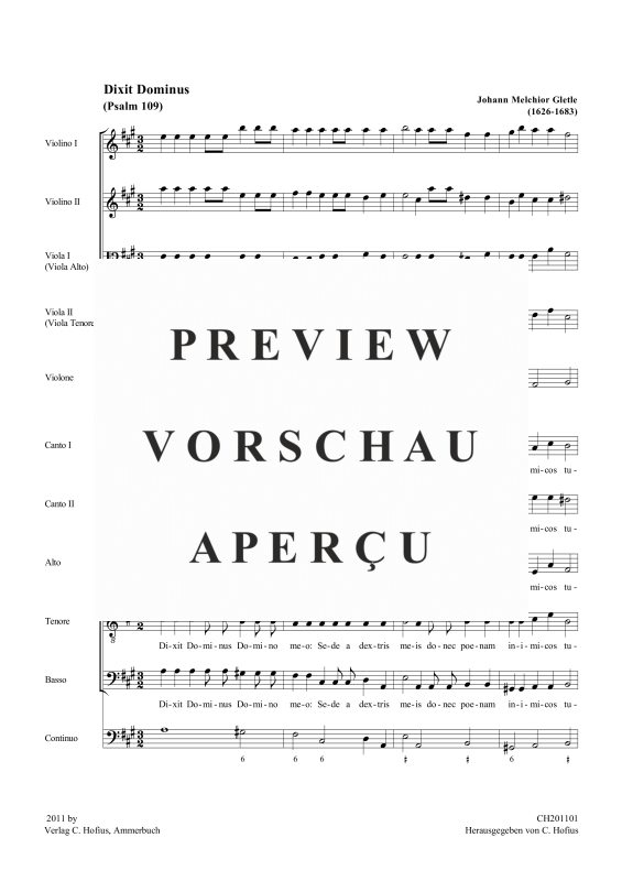 gallery: 2 Psalmen (Psalm 109: Dixit Dominus / Psalm 110: Confitebor tibi), , (Gemischtes Ensemble 5 Vokalstimmen, 2 Violinen, 2 Violen, Violone und BC)