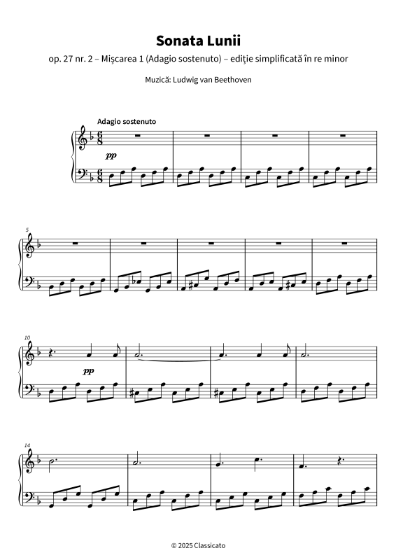 gallery: Sonata Lunii - Edi?ie simplificata pentru începatori la pian, , Klavier Solo