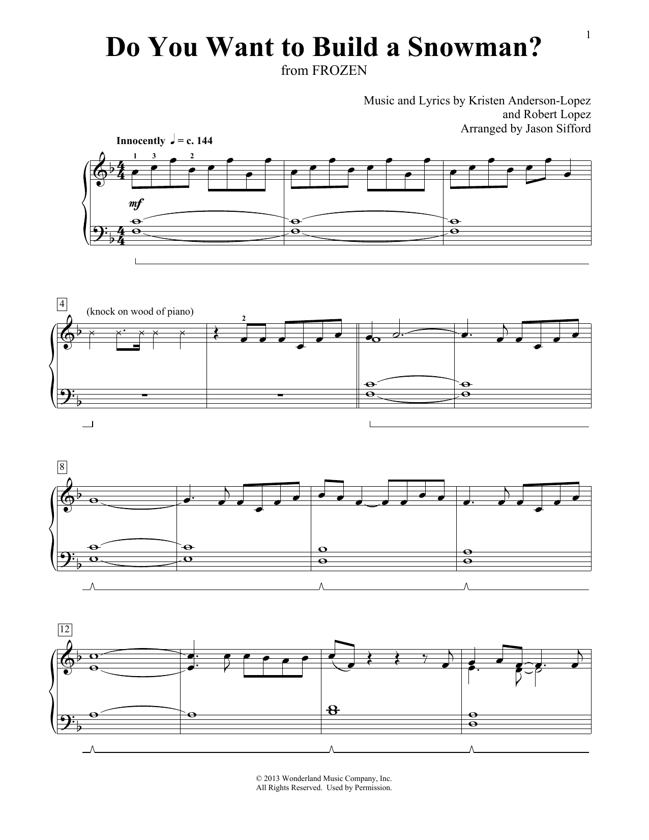 Produktbild zu: Do You Want To Build A Snowman? (from Frozen) (arr. Jason Sifford)