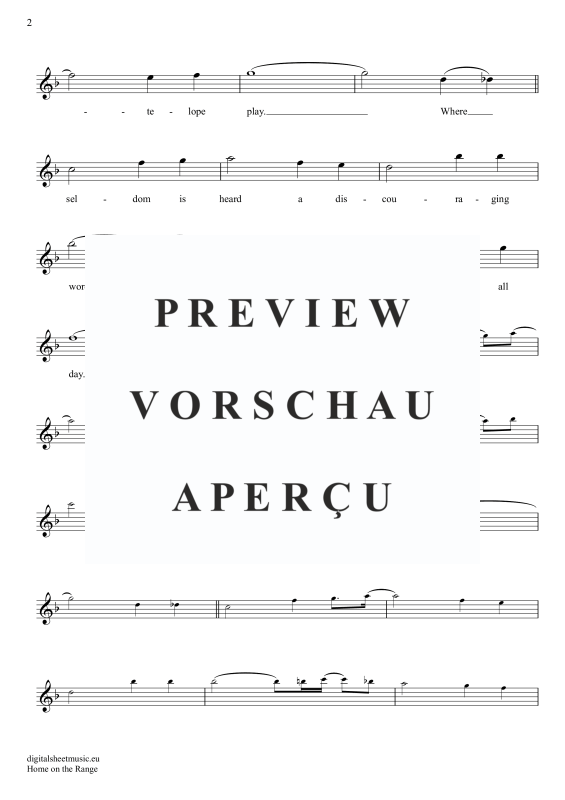 Produktgalerie: Seite 3 von 4 Home On The Range, Folk Song, American, Oboe
