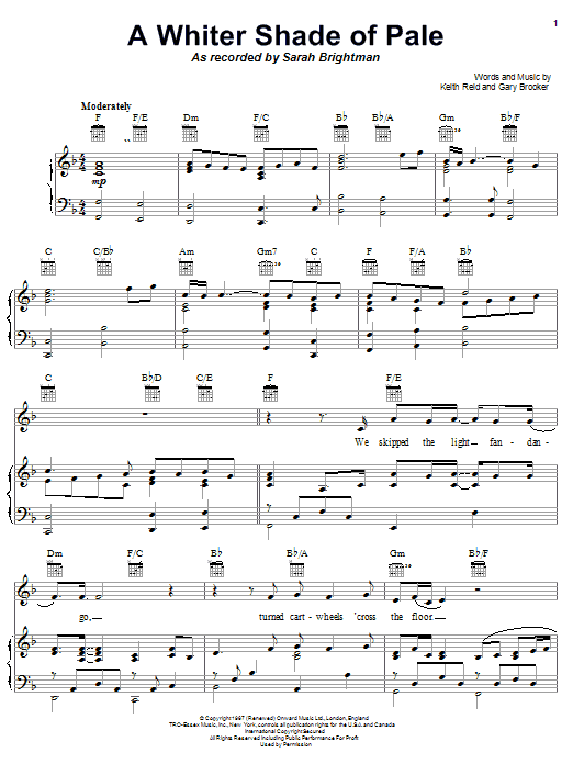 Produktgalerie: Seite 1 von 1 A Whiter Shade Of Pale, Sarah Brightman, Gesang, Gitarre, Klavier