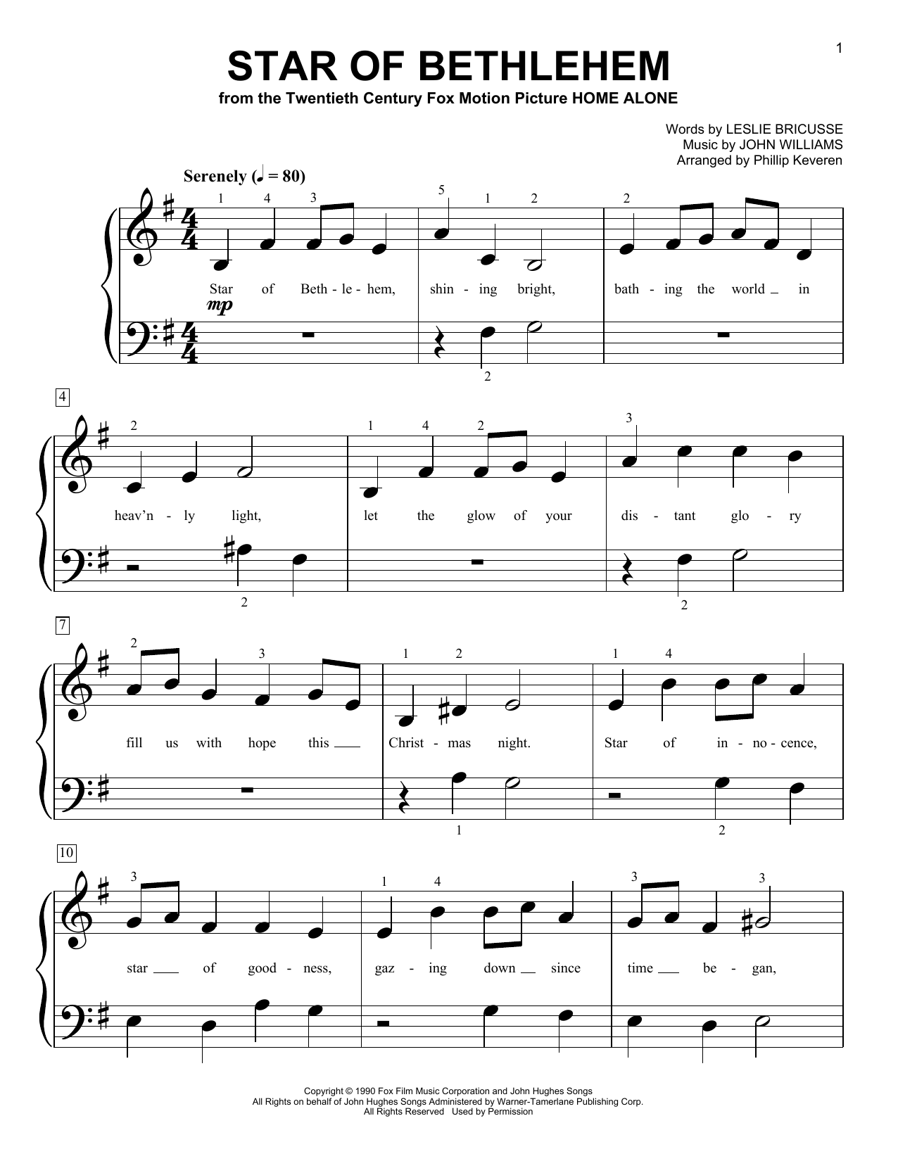 Produktgalerie: Seite 1 von 1 Star Of Bethlehem (from Home Alone) (arr. Phillip Keveren), John Williams, Klavier