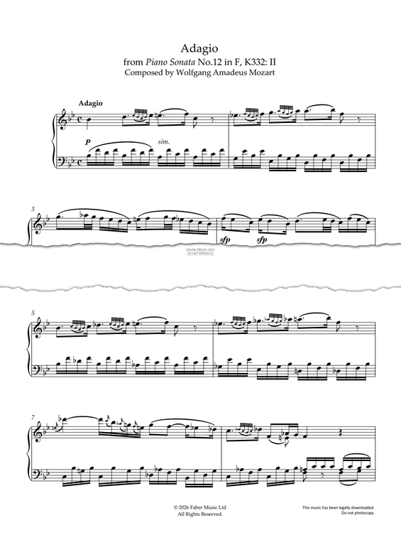 Product picture to: Adagio from Piano Sonata No.12 in F major, K332: II