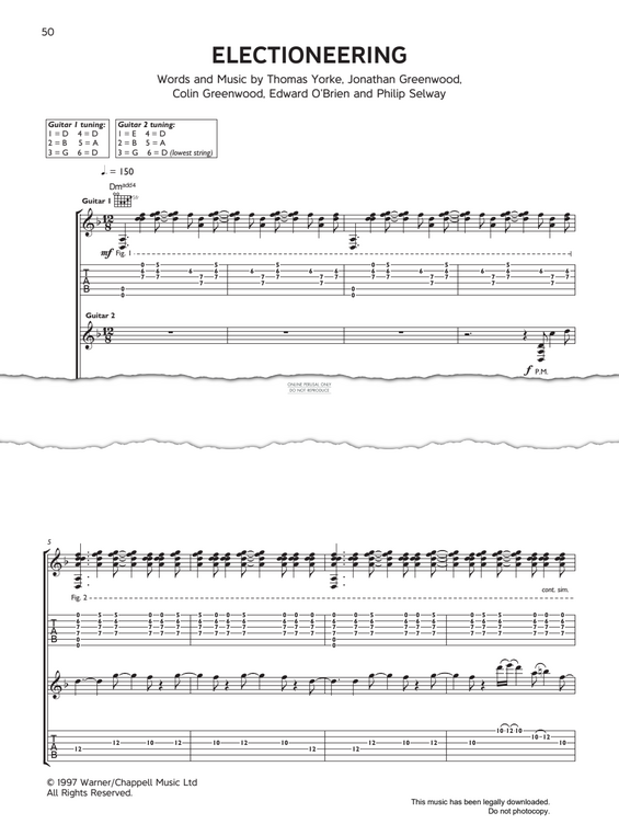 Produktgalerie: Seite 1 von 1 Electioneering, Radiohead, Gesang, Gitarre