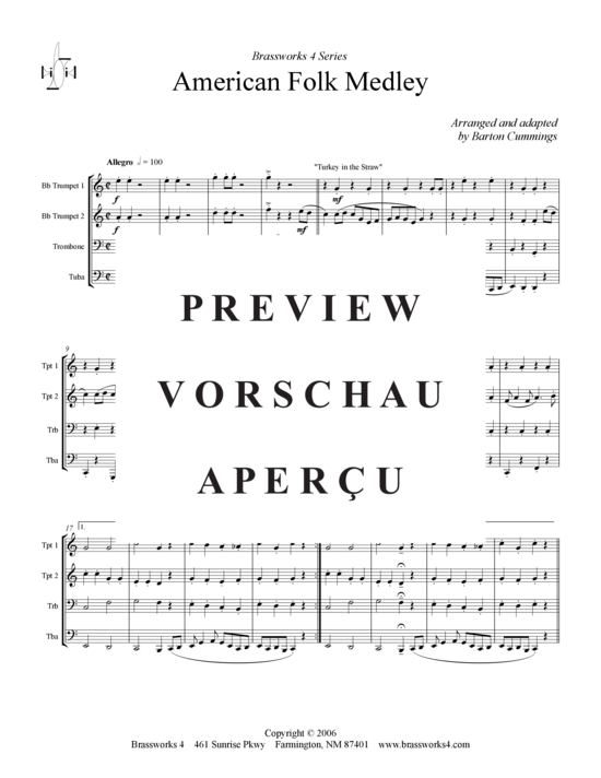 Produktgalerie: Seite 2 von 15 American Folk Medley, , (2xTrompete in B, Horn in F, Posaune)