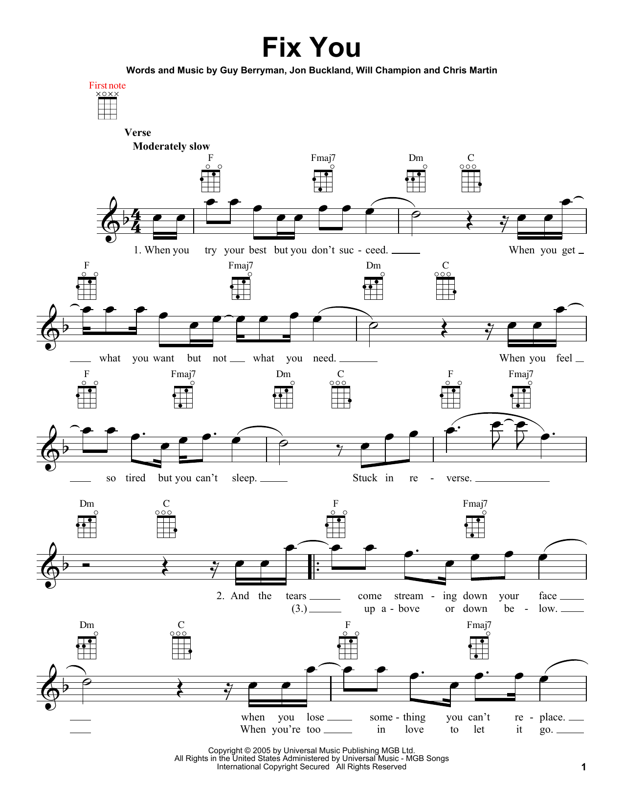 Produktbild zu:  Fix You - Coldplay