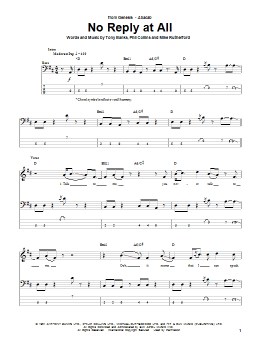 Produktgalerie: Seite 1 von 1 No Reply At All, Genesis, E-Bass