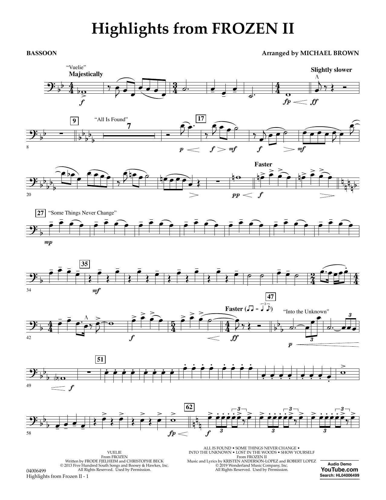 Produktbild zu: Highlights from Disney's Frozen 2 (arr. Michael Brown) - Bassoon