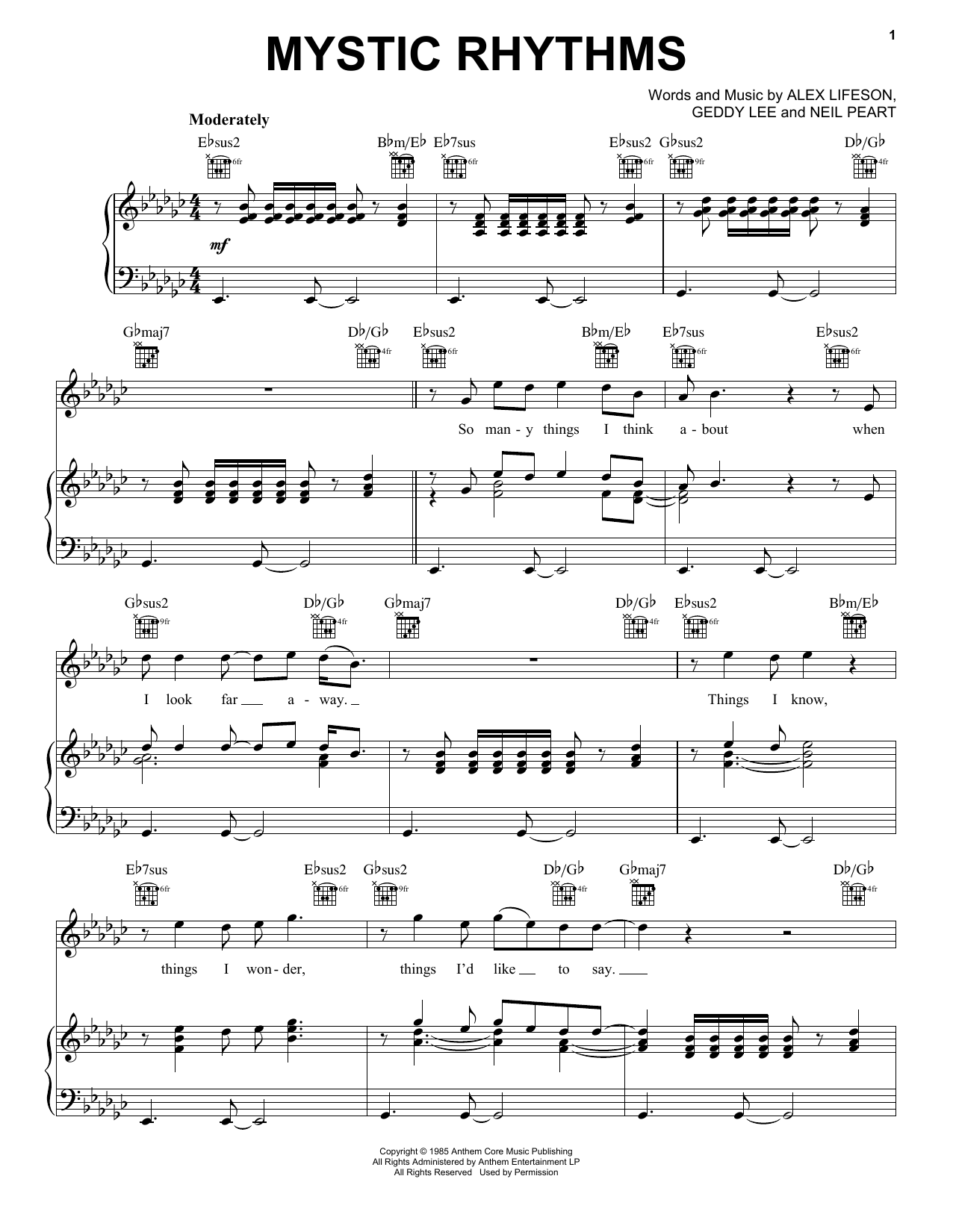 Produktgalerie: Seite 1 von 1 Mystic Rhythms, Rush, Gesang, Gitarre, Klavier