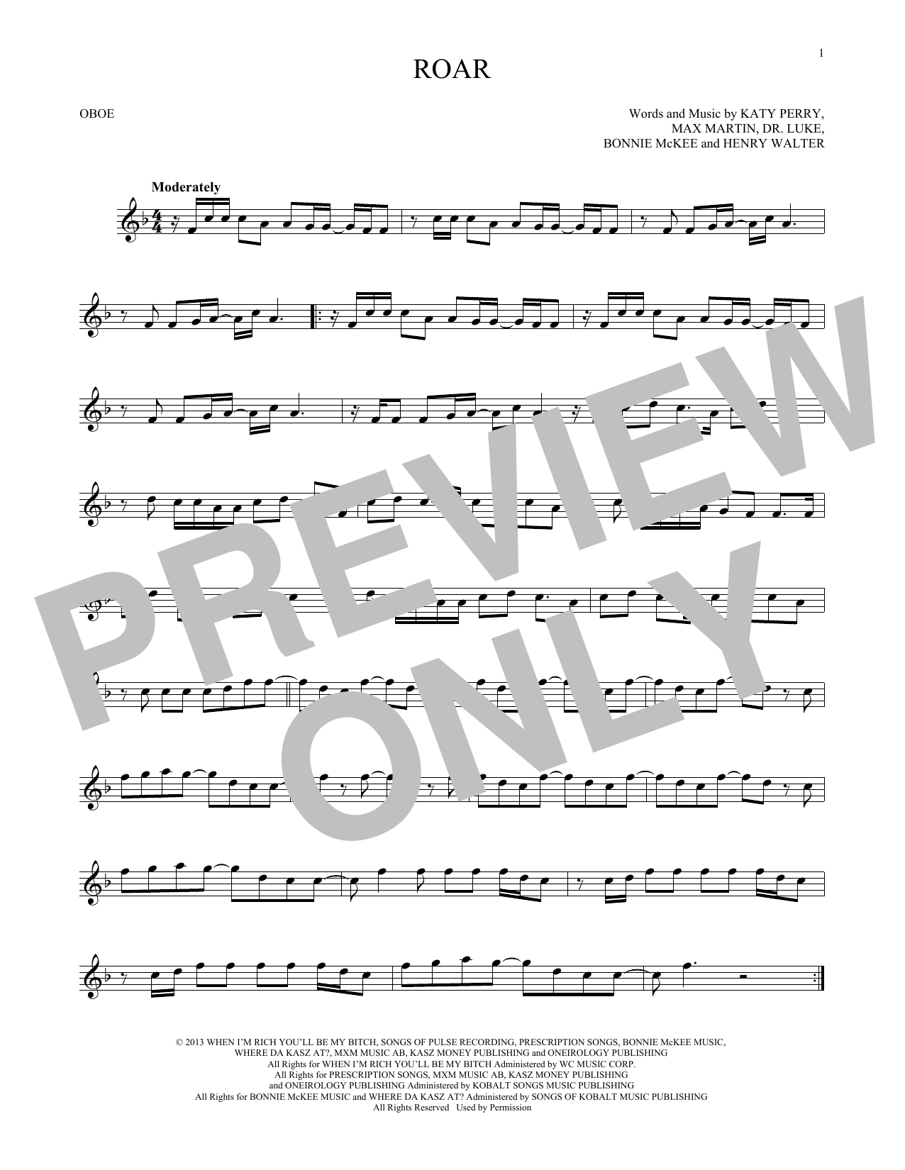 Produktgalerie: Seite 1 von 1 Roar, Katy Perry, Oboe