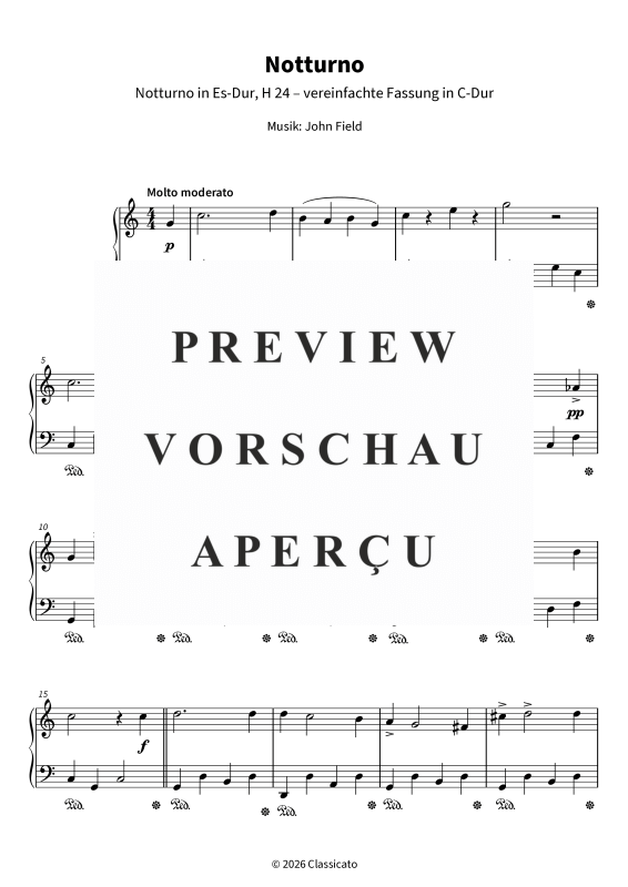 Produktgalerie: Seite 5 von 6 Notturno - Notturno in Es-Dur, H 24 - vereinfachte Fassung in C-Dur, , Klavier Solo