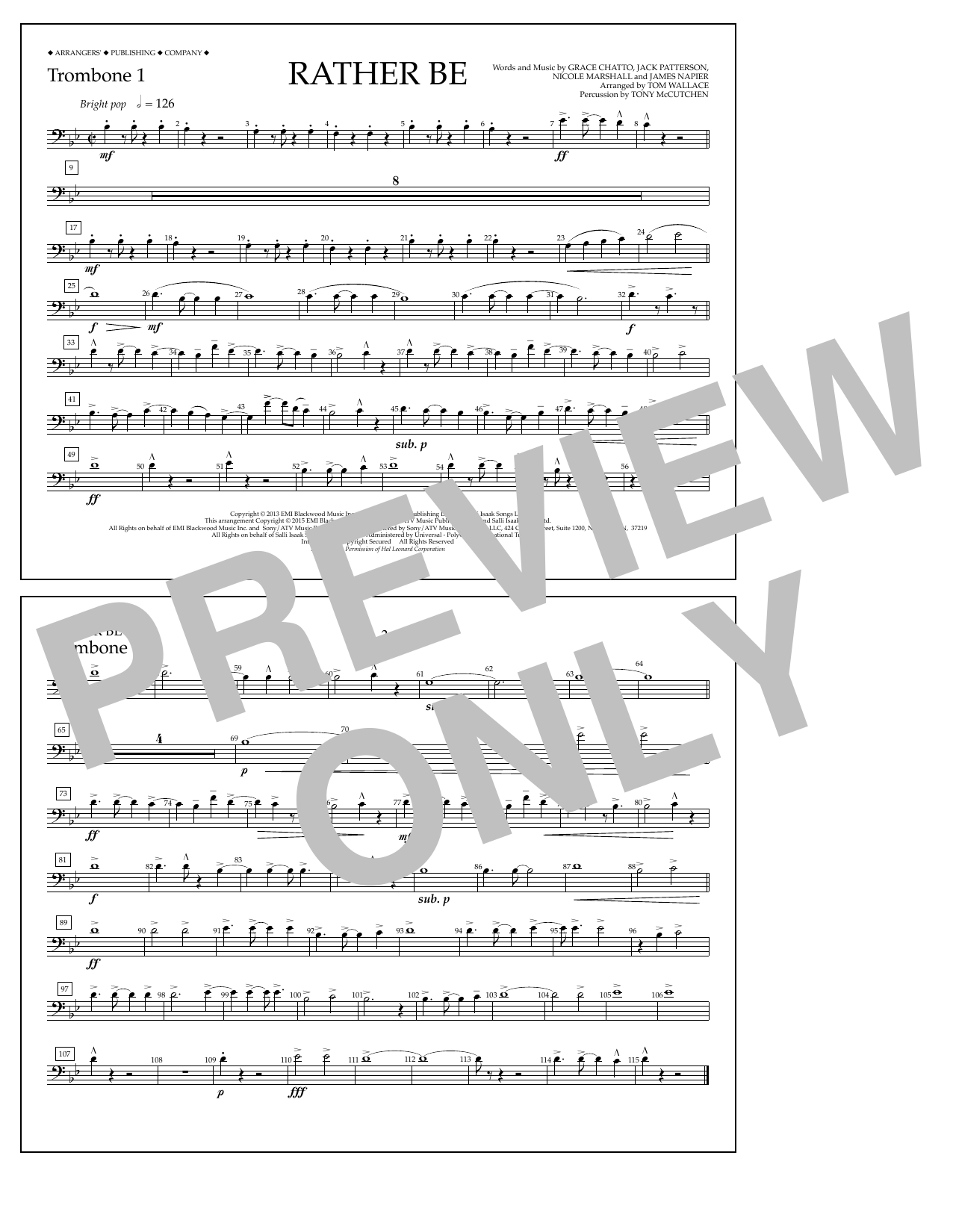 Product picture to: Rather Be - Trombone 1