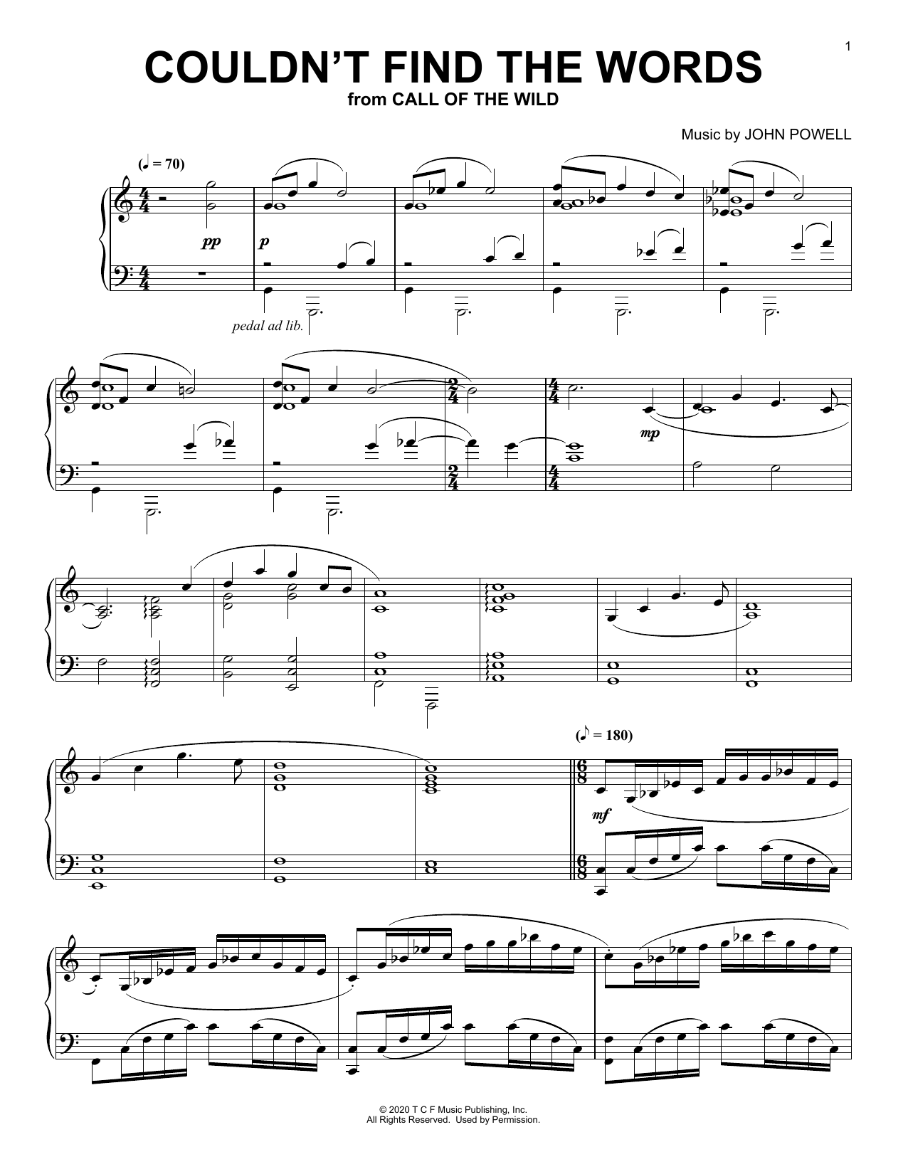 Produktbild zu: Couldn't Find The Words (from The Call Of The Wild) (arr. Batu Sener)