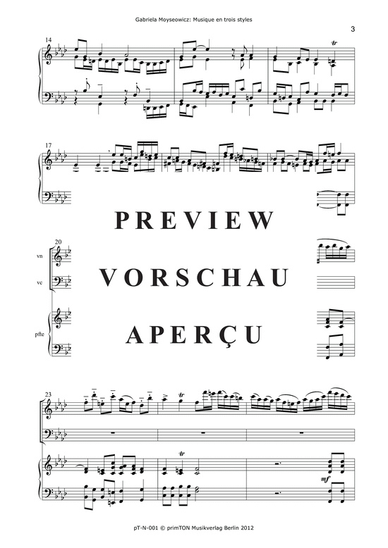 Product gallery: Page 8 of 21 Musique en trois styles pour violon, violoncelle et piano (1969) , ,  (Trio for violin, violoncello + piano)
