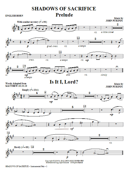 Produktbild zu: Shadows of Sacrifice - English Horn