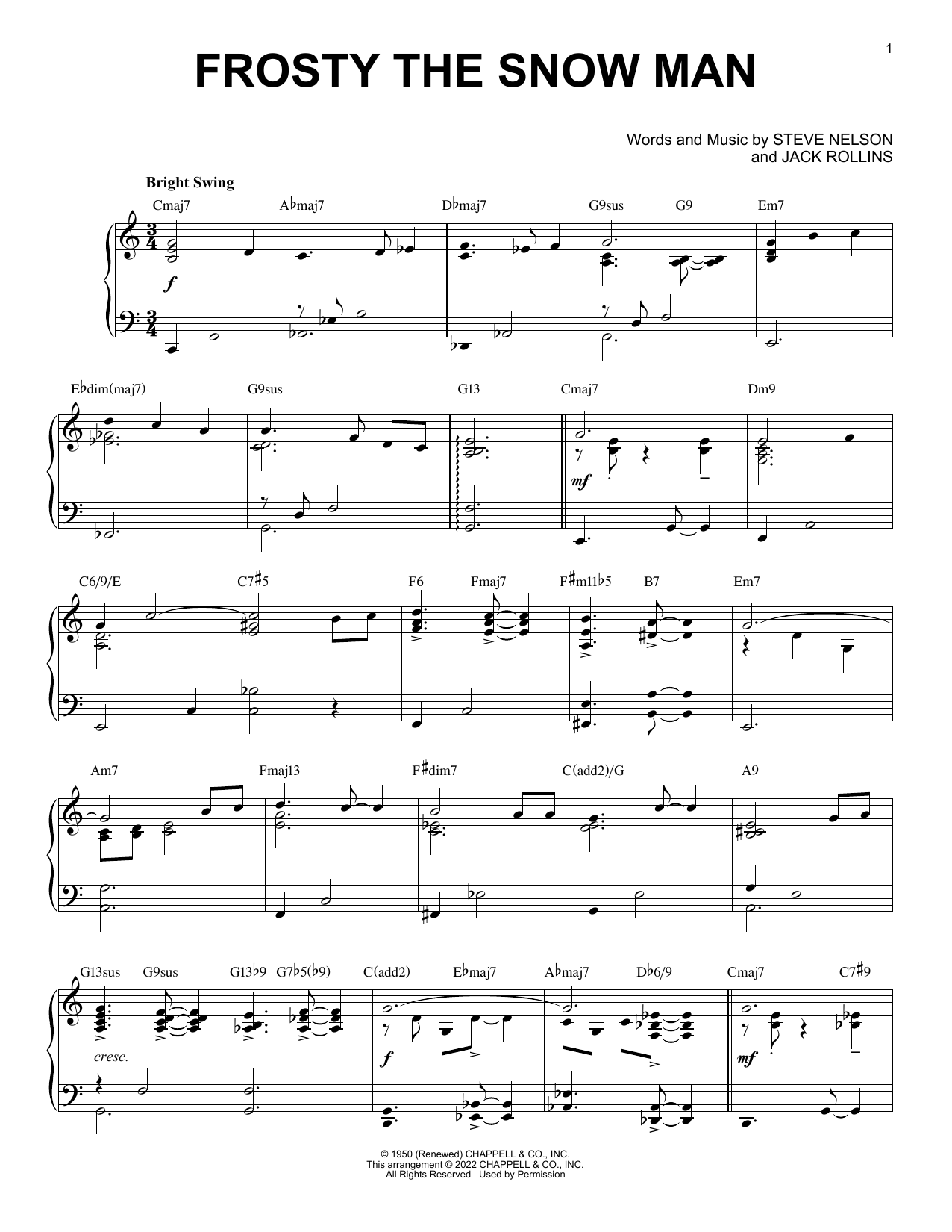 Product picture to: Frosty The Snow Man [Jazz version] (arr. Brent Edstrom)