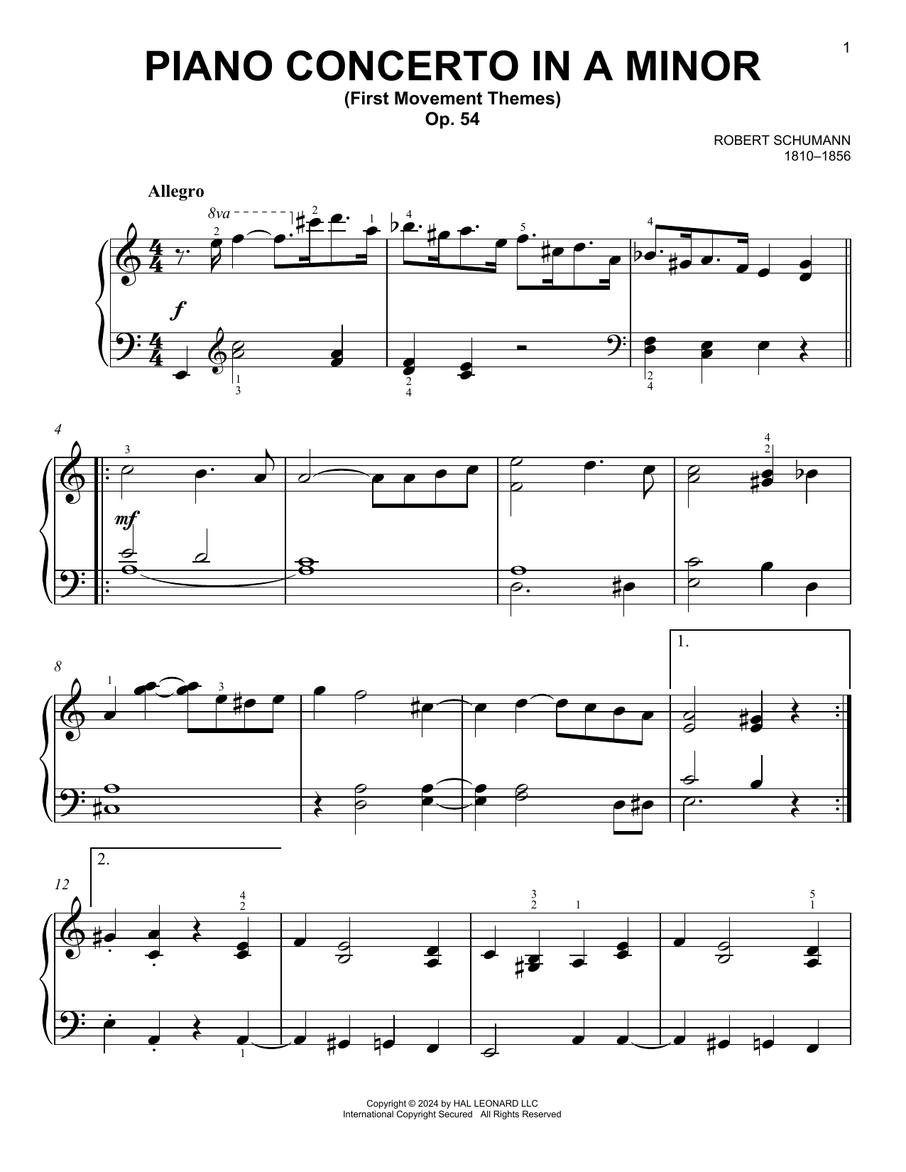 Product picture to: Piano Concerto In A Minor, First Movement