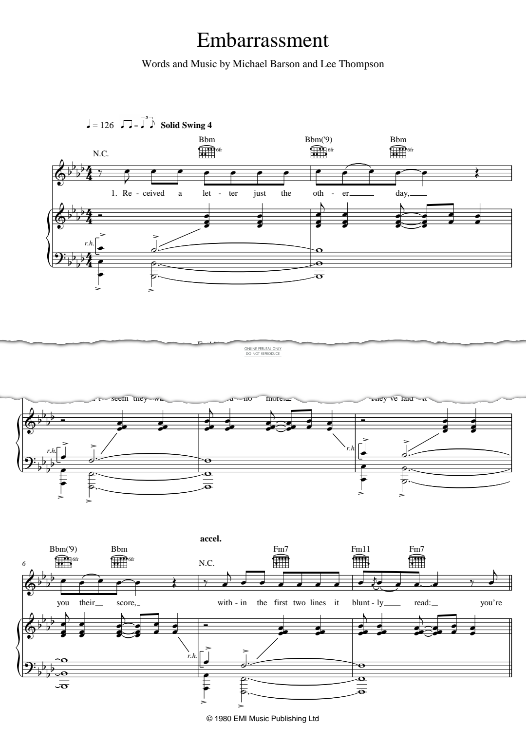 Produktgalerie: Seite 1 von 1 Embarrassment, Madness, Gesang, Gitarre, Klavier
