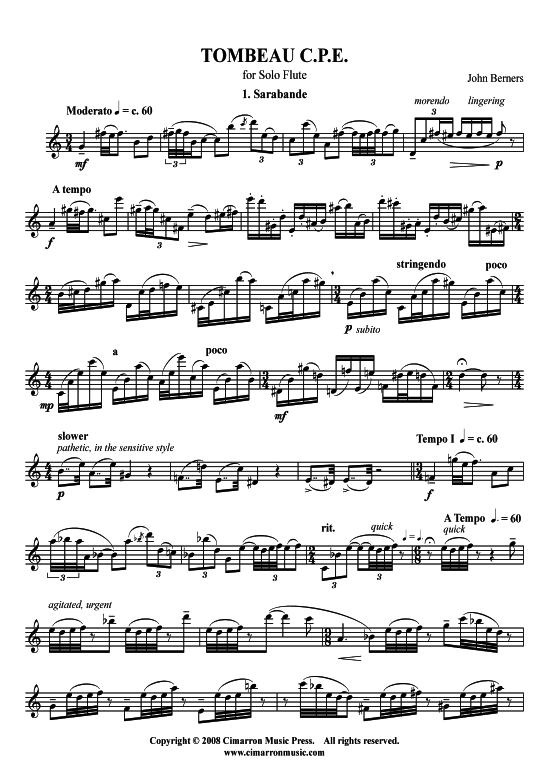 Product picture to: Tombeau C.P.E. John Berners