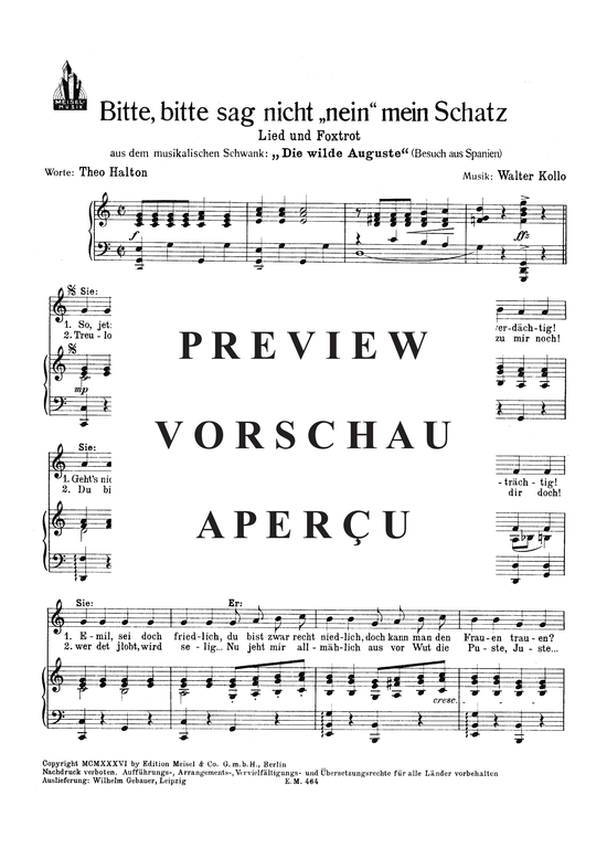 Produktgalerie: Seite 3 von 3 Bitte, bitte sag nicht nein mein Schatz, , Klavier und Gesang