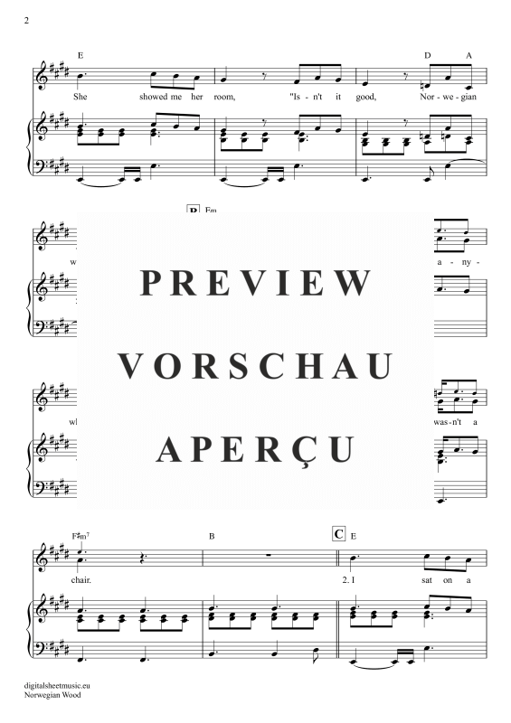 Produktgalerie: Seite 3 von 6 Norwegian Wood, Beatles, The, Klavier und Gesang