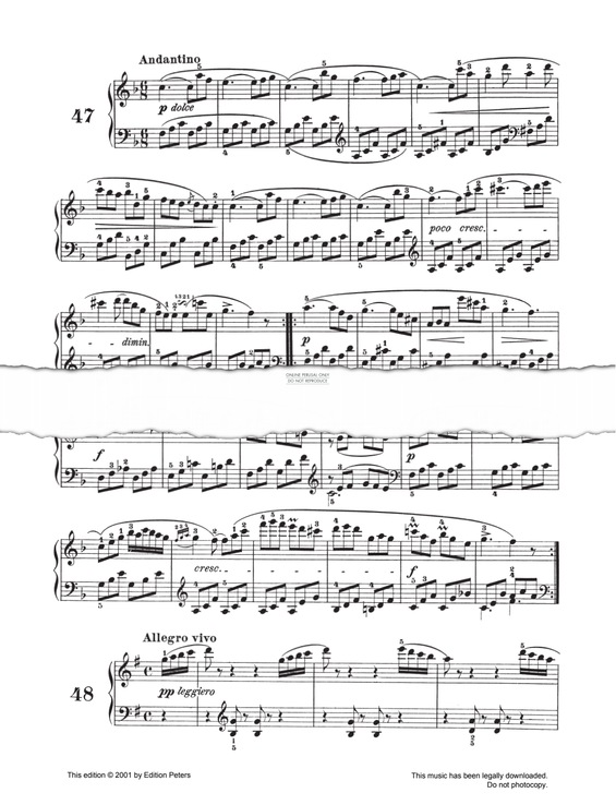Produktgalerie: Seite 1 von 1 Andantino Op. 139 No. 47, Carl Czerny, Klavier