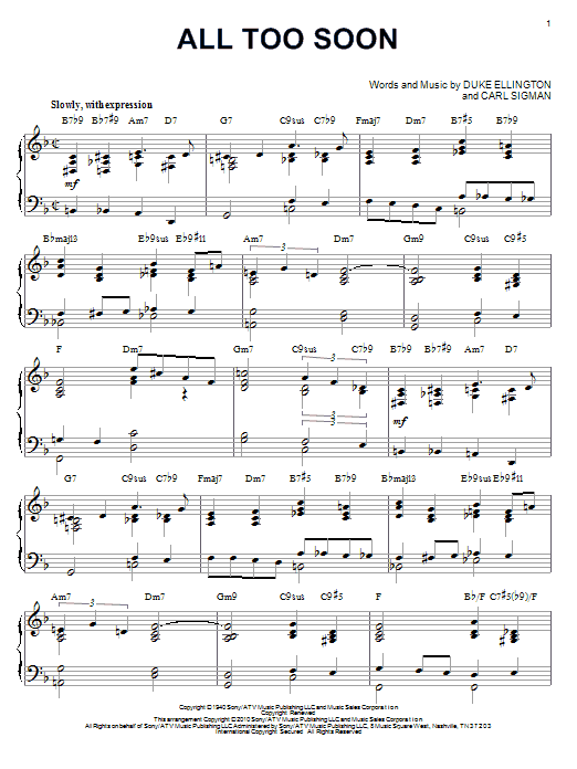 Product gallery: Page 1 of 1 All Too Soon (arr. Brent Edstrom), Duke Ellington