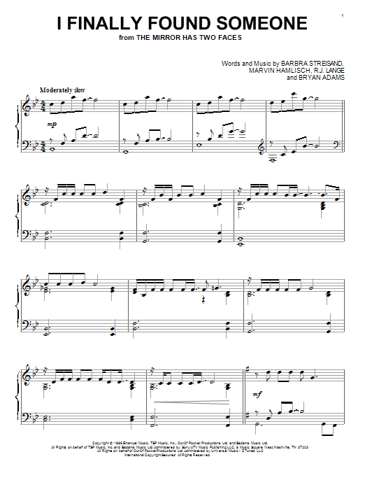 Product gallery: Page 1 of 1 I Finally Found Someone, Barbra Streisand and Bryan Adams