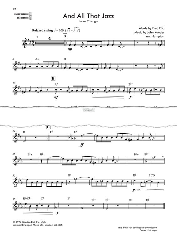 Product gallery: Page 1 of 1 And All That Jazz (from 'Chicago'), John Kander