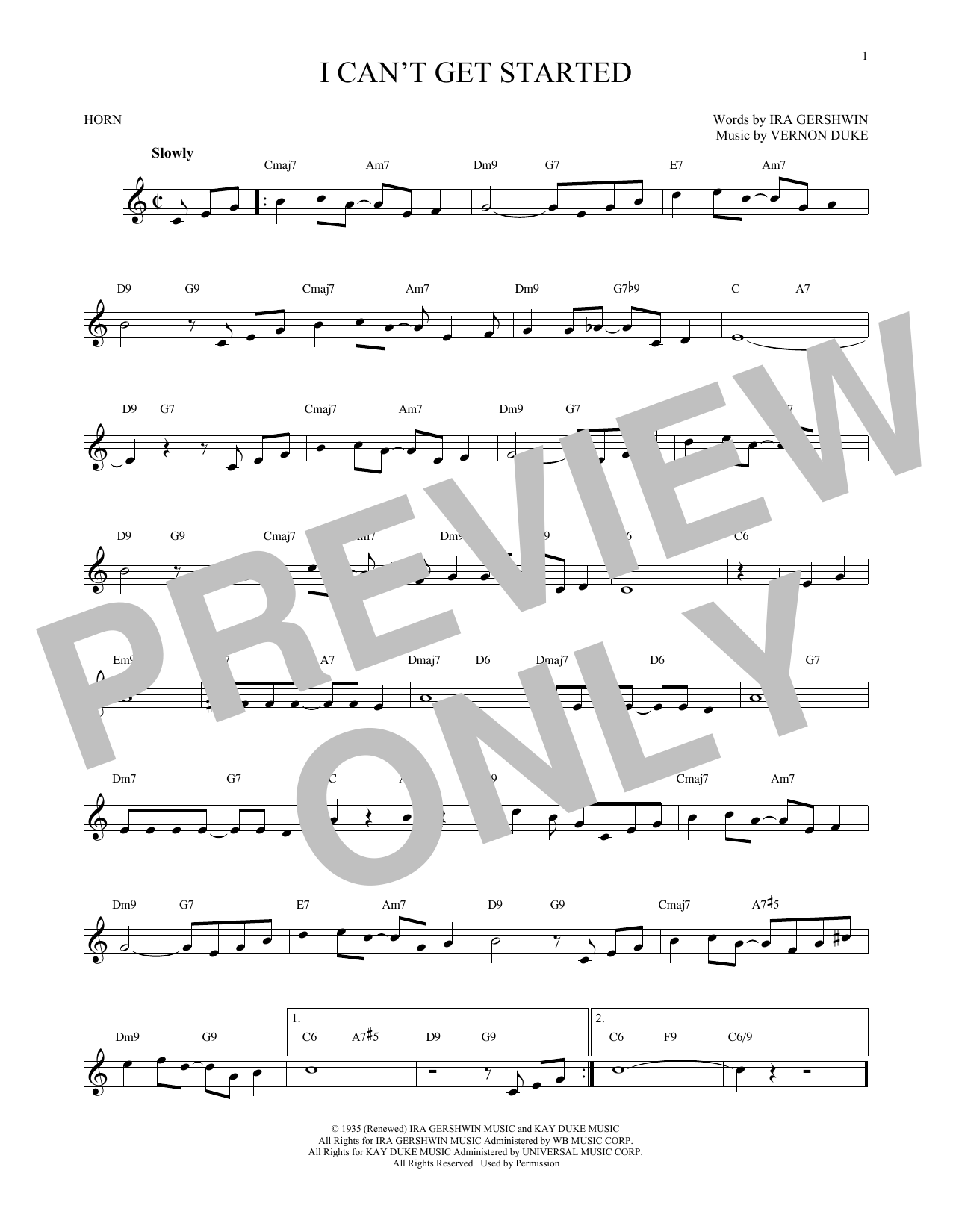 Produktgalerie: Seite 1 von 1 I Can't Get Started, Ira Gershwin, Horn