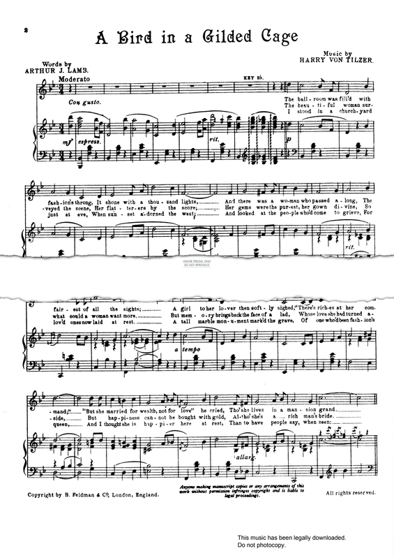 Produktgalerie: Seite 1 von 1 A Bird In A Gilded Cage, Harry Von Tilzer, Gesang, Klavier