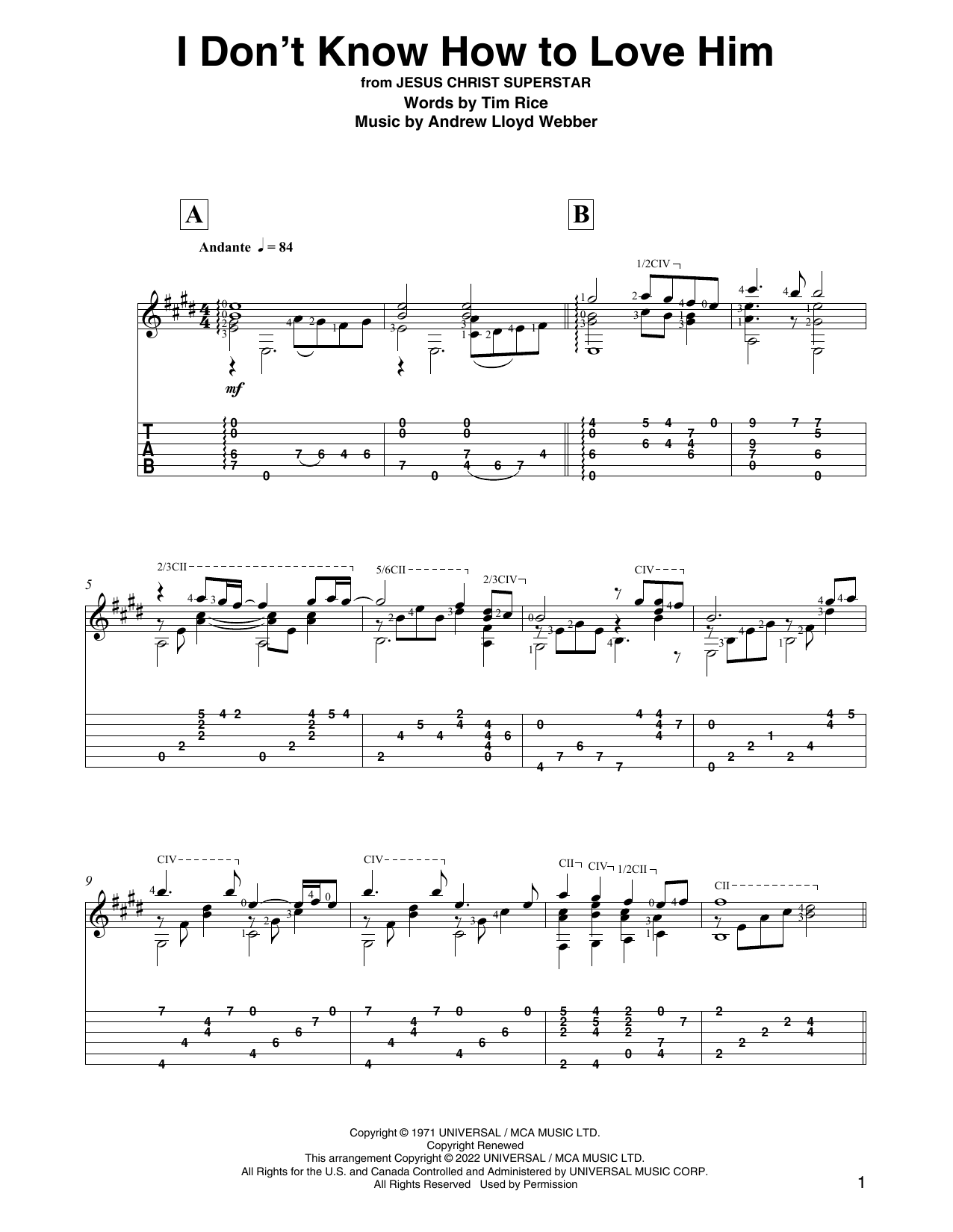 Produktbild zu: I Don't Know How To Love Him (from Jesus Christ Superstar) (arr. David Jaggs)