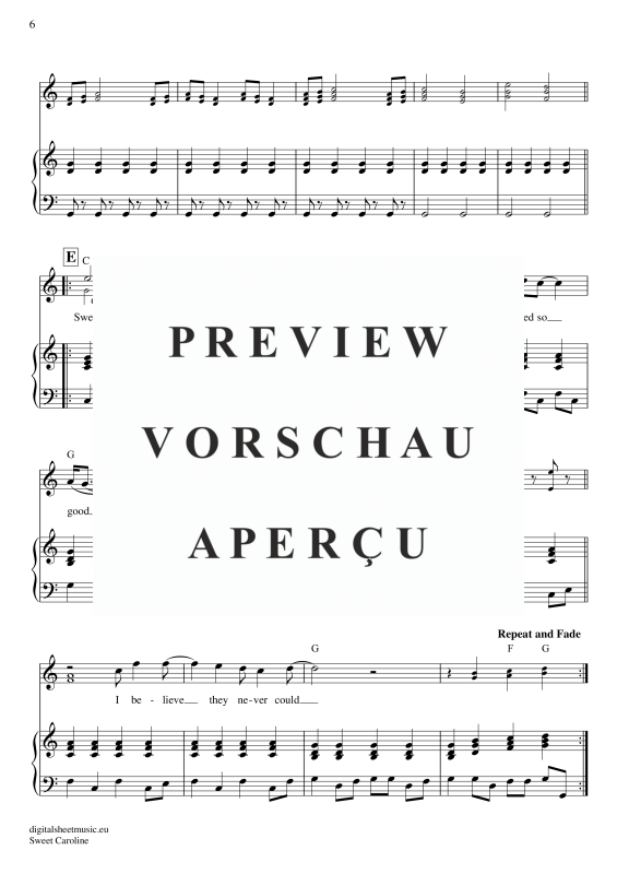 Product gallery: Page 7 of 11 Sweet Caroline , Diamond, Neil, Voice with Piano Accompaniment