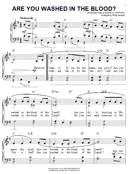 Product picture to: Are You Washed In The Blood? (arr. Phillip Keveren)