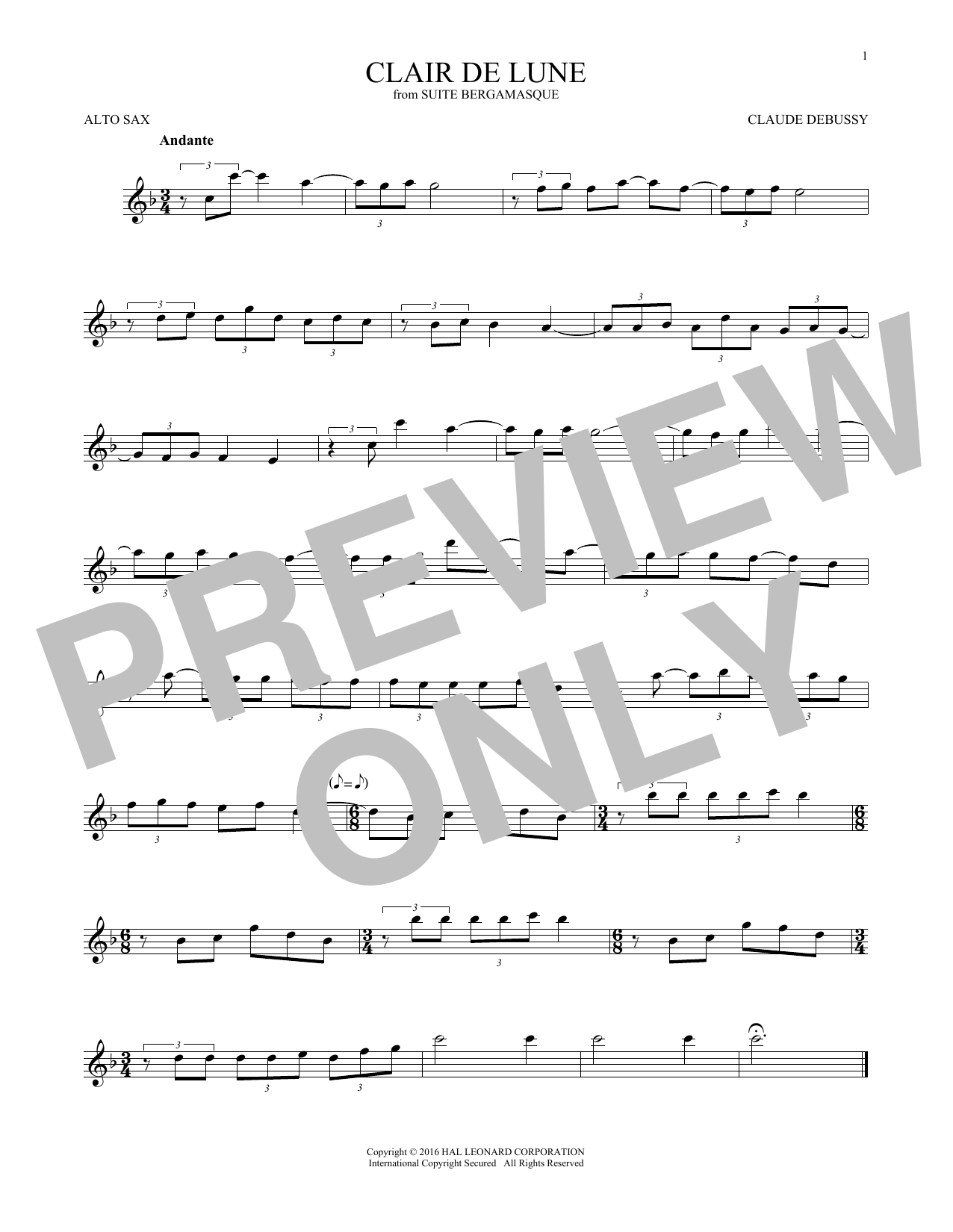 Product gallery: Page 1 of 1 Clair De Lune, Claude Debussy