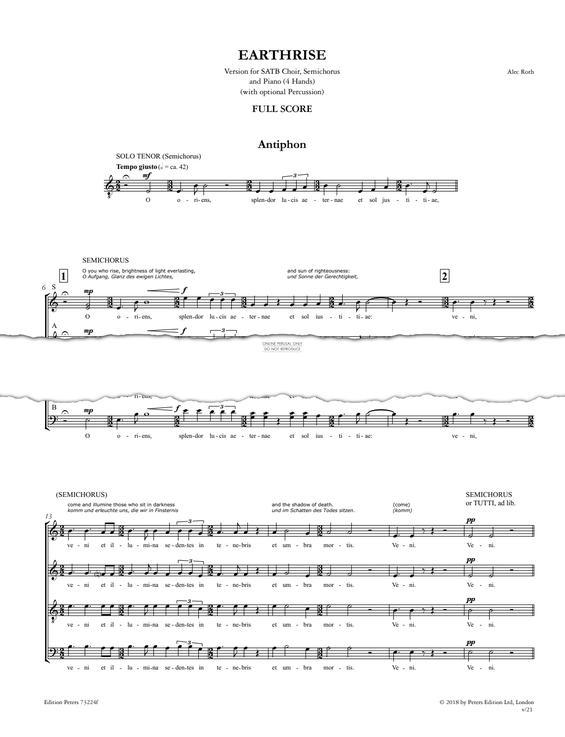 Product gallery: Page 1 of 1 Earthrise (Full Score), Alec Roth