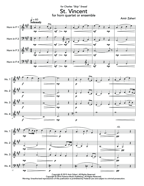 Produktgalerie: Seite 1 von 11 St. Vincent, , (Horn Quartett oder Ensemble)