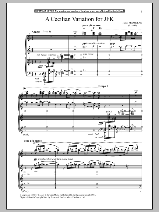 Product gallery: Page 1 of 1 A Cecilian Variation For JFK, James MacMillan