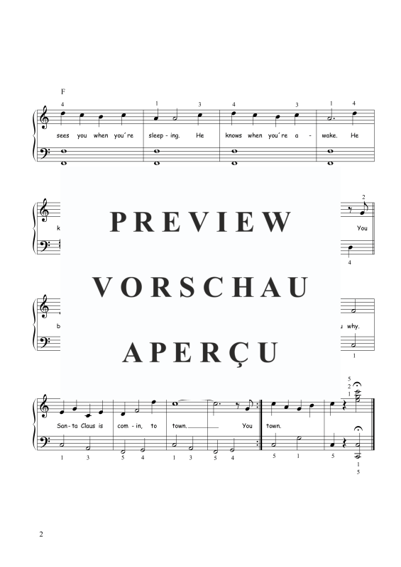 gallery: Santa Claus Is Coming To Town, , Klavier Solo